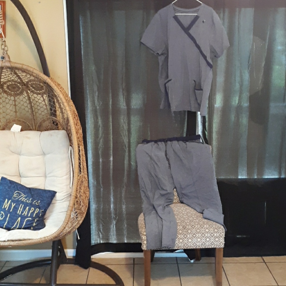 Faux Denim Scrub Set